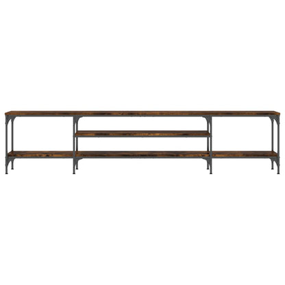 TV Cabinet Smoked Oak 201x35x45 cm Engineered Wood&Iron