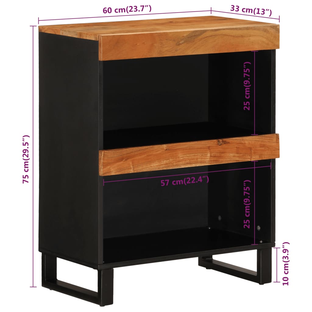Solid Acacia Wood Side Cabinet 60x33x75 cm - Stylish Storage Solution