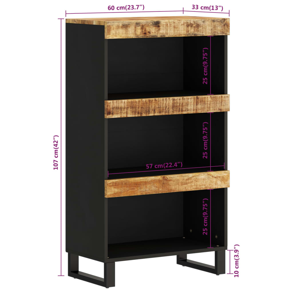 Solid Mango Wood Side Cabinet 60x33x107 cm - Elegant Storage Solution