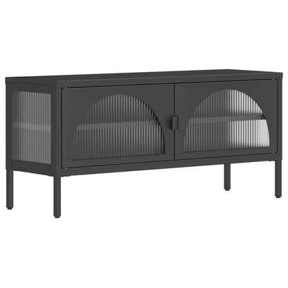 TV Cabinet Black 105x35x50 cm Glass and Steel