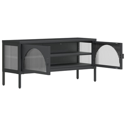 TV Cabinet Black 105x35x50 cm Glass and Steel