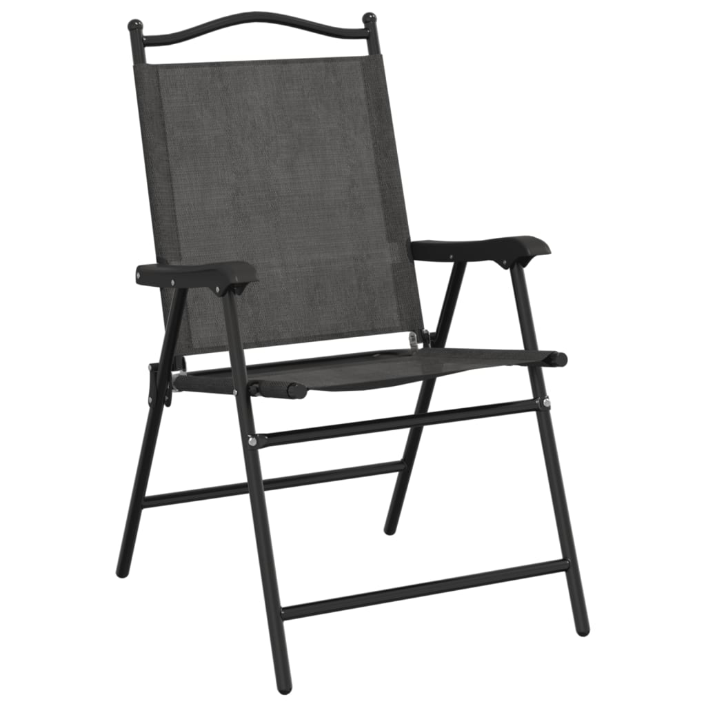 8-Piece Folding Garden Chairs, Melange Grey Steel & Textilene