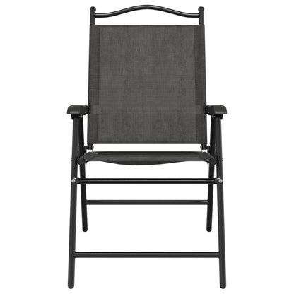 8-Piece Folding Garden Chairs, Melange Grey Steel & Textilene