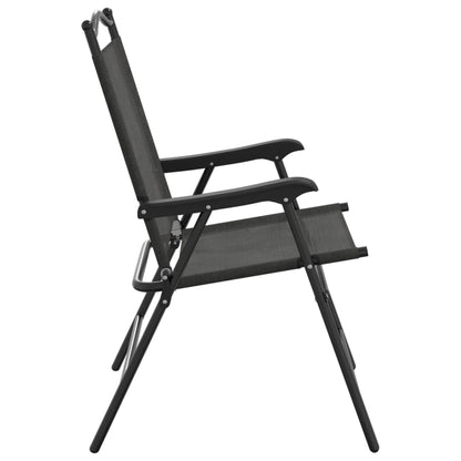8-Piece Folding Garden Chairs, Melange Grey Steel & Textilene