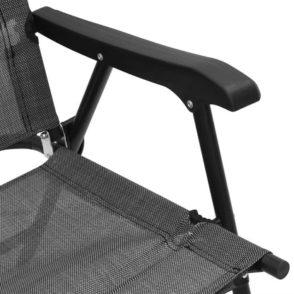 8-Piece Folding Garden Chairs, Melange Grey Steel & Textilene