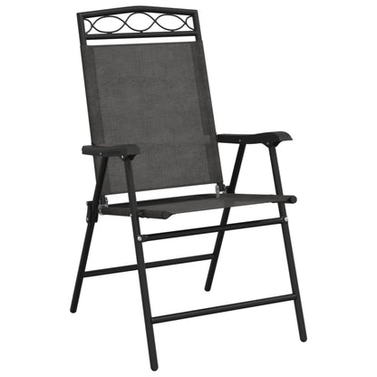 Melange Grey Steel & Textilene Folding Garden Chairs, Set of 4