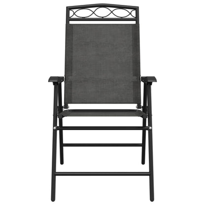 8-Piece Melange Grey Folding Garden Chairs - Steel & Textilene