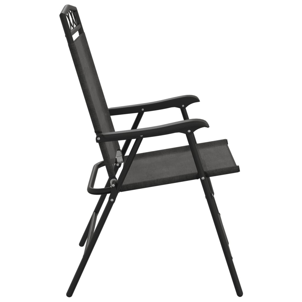 8-Piece Melange Grey Folding Garden Chairs - Steel & Textilene