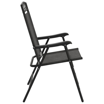 8-Piece Melange Grey Folding Garden Chairs - Steel & Textilene