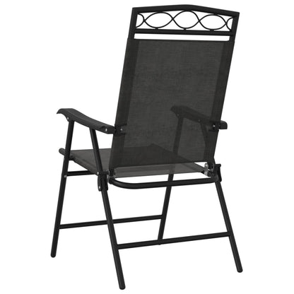 8-Piece Melange Grey Folding Garden Chairs - Steel & Textilene