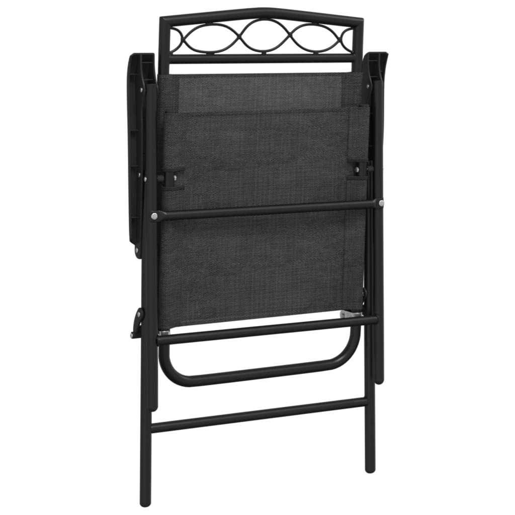 8-Piece Melange Grey Folding Garden Chairs - Steel & Textilene