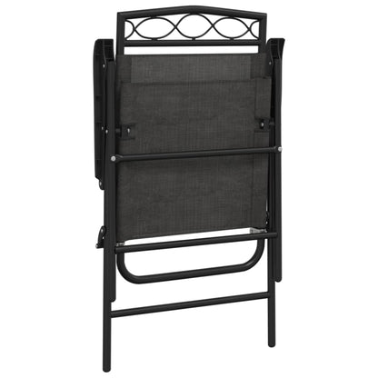 8-Piece Melange Grey Folding Garden Chairs - Steel & Textilene