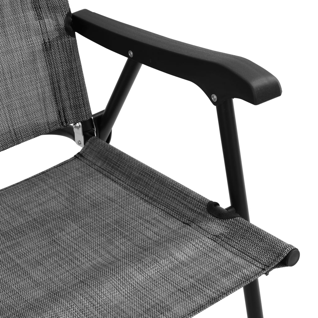8-Piece Melange Grey Folding Garden Chairs - Steel & Textilene