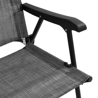 8-Piece Melange Grey Folding Garden Chairs - Steel & Textilene