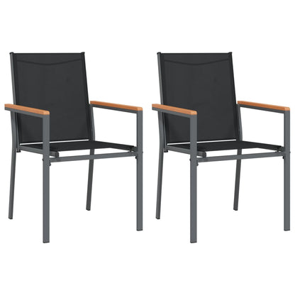 Black Textilene & Steel Garden Chairs, Set of 2, 55x61.5x90 cm