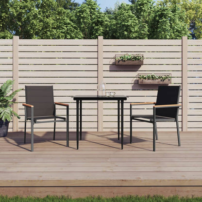 Black Textilene & Steel Garden Chairs, Set of 2, 55x61.5x90 cm