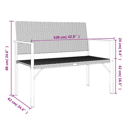 2-Seater Grey Poly Rattan Garden Bench - Stylish & Durable