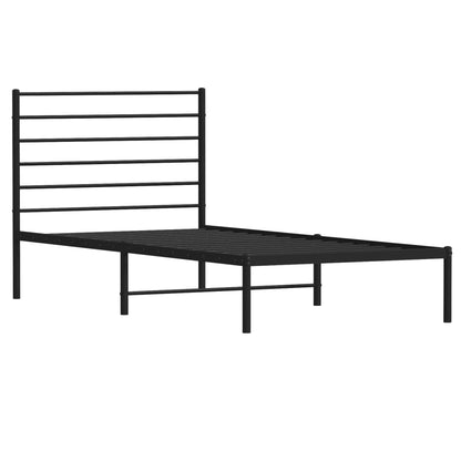 Black Metal Bed Frame with Headboard 75x190cm - No Mattress