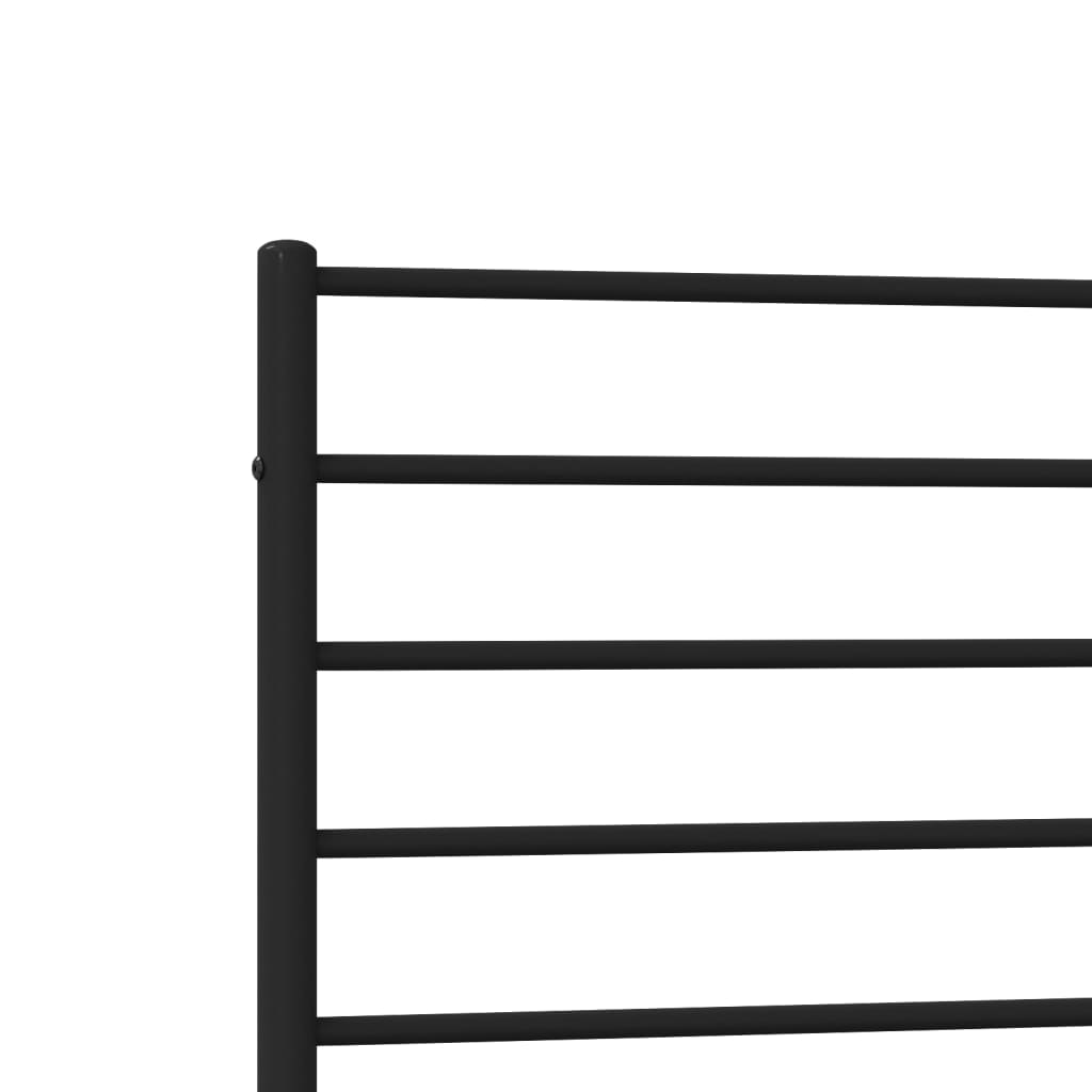 Black Metal Bed Frame with Headboard - 90x190cm, No Mattress