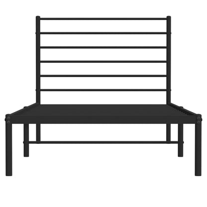 Black Metal Bed Frame with Headboard 90x200cm - No Mattress Included