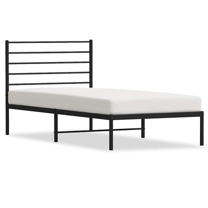 Black Metal Bed Frame with Headboard 100x190cm - No Mattress