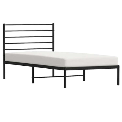 Black Metal Bed Frame with Headboard 100x190cm - No Mattress