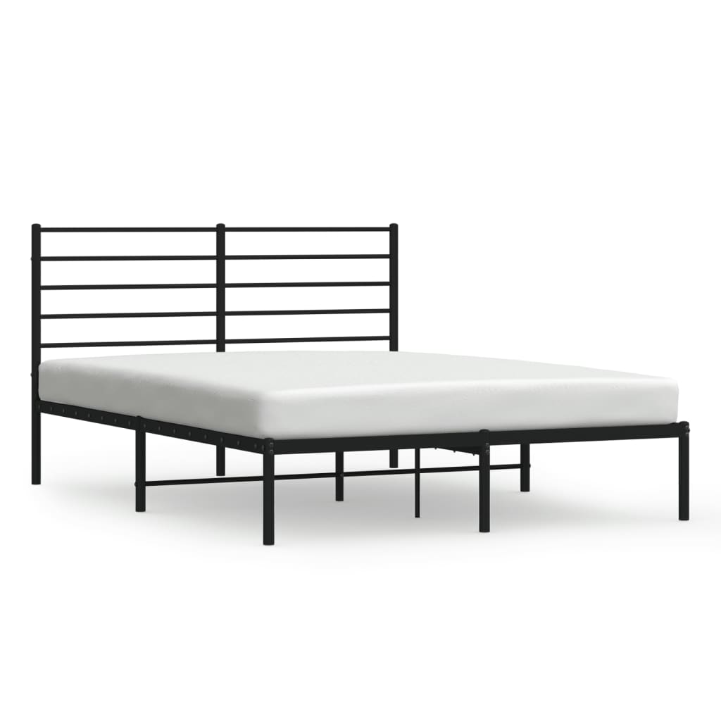 Sturdy Black Metal Bed Frame with Headboard, 120x200cm - No Mattress