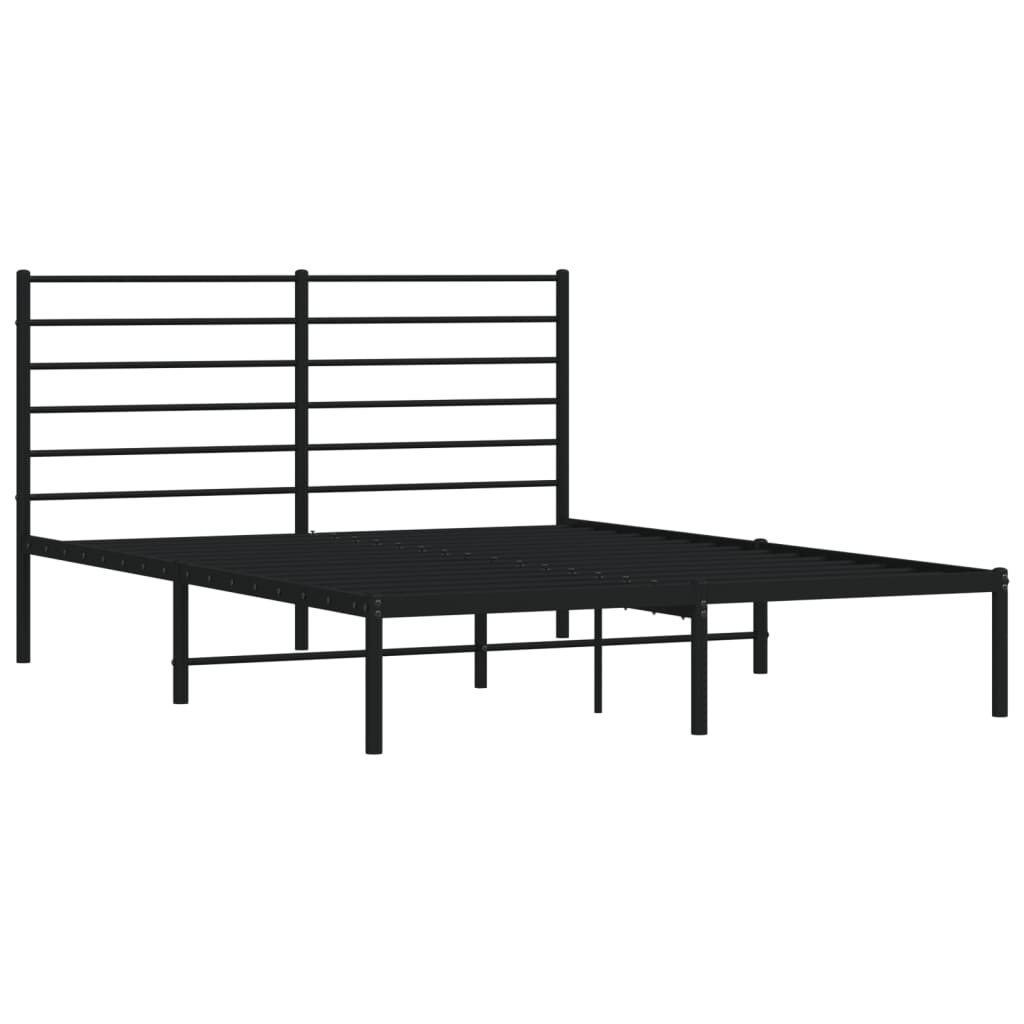 Sturdy Black Metal Bed Frame with Headboard, 120x200cm - No Mattress