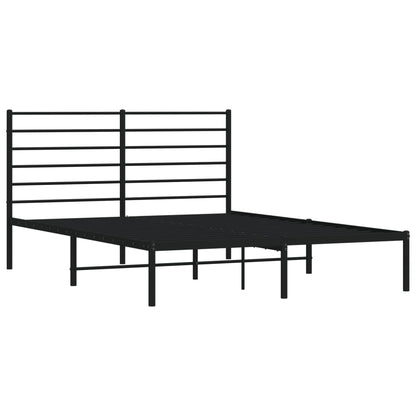 Sturdy Black Metal Bed Frame with Headboard, 120x200cm - No Mattress