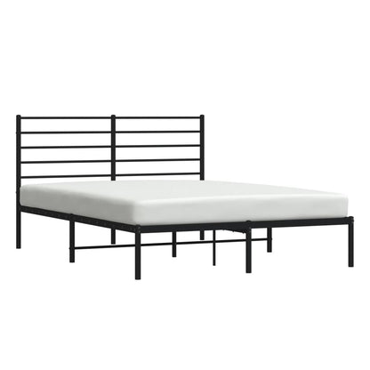 Sturdy Black Metal Bed Frame with Headboard, 120x200cm - No Mattress