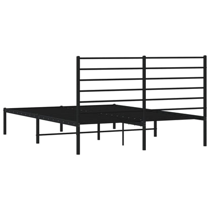 Sturdy Black Metal Bed Frame with Headboard, 120x200cm - No Mattress