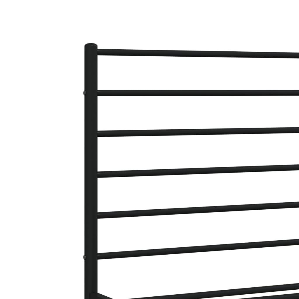 Sturdy Black Metal Bed Frame with Headboard, 120x200cm - No Mattress