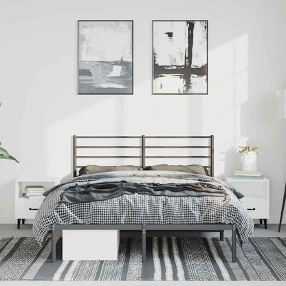 Stylish Black Metal Bed Frame with Headboard 135x190cm