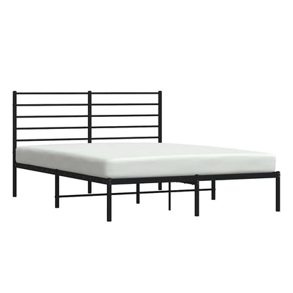 Stylish Black Metal Bed Frame with Headboard 135x190cm