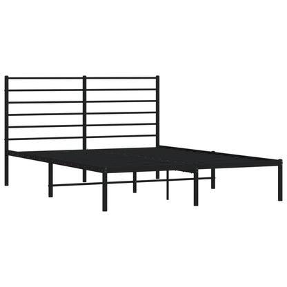 Black Metal Bed Frame with Headboard 140x200cm - No Mattress