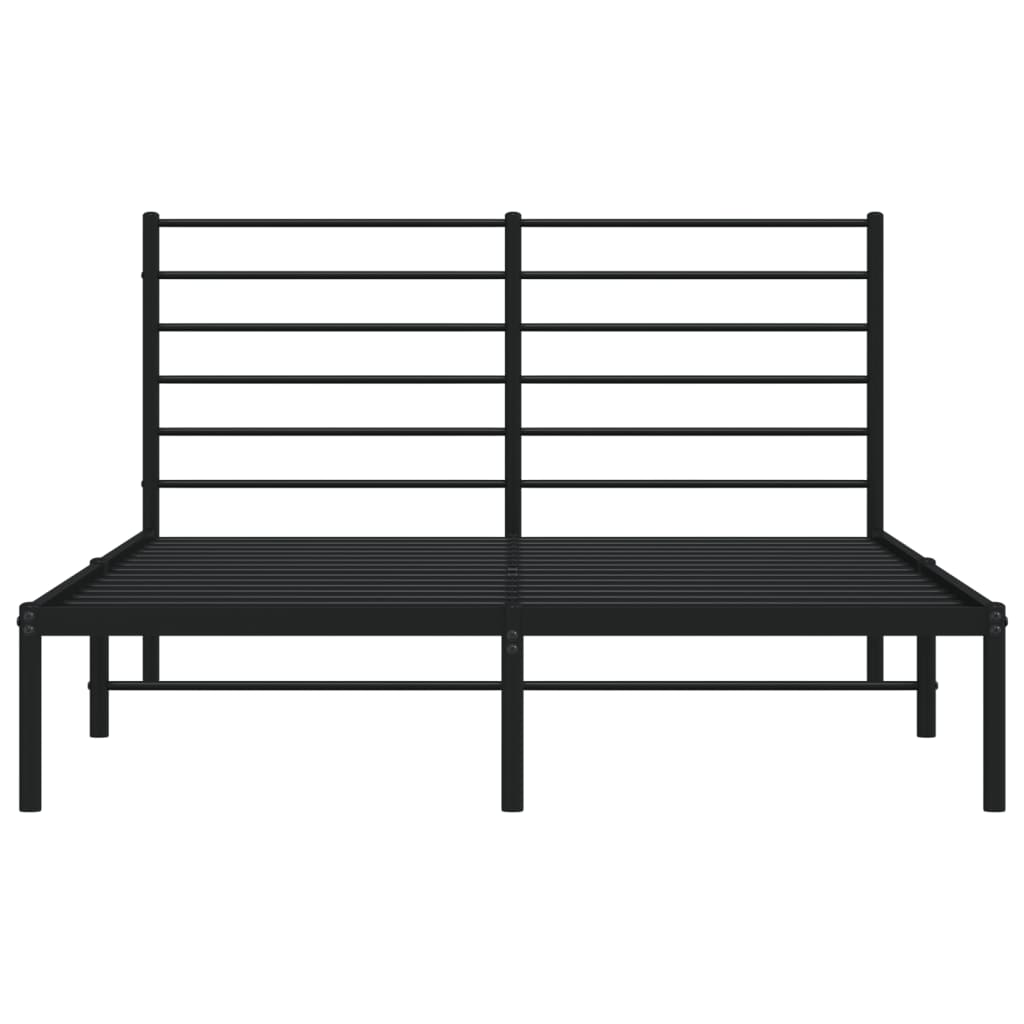 Black Metal Bed Frame with Headboard 140x200cm - No Mattress