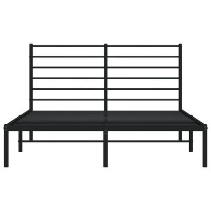 Black Metal Bed Frame with Headboard 140x200cm - No Mattress