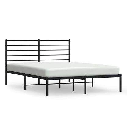 Black Metal Bed Frame with Headboard - 150x200cm, No Mattress Included