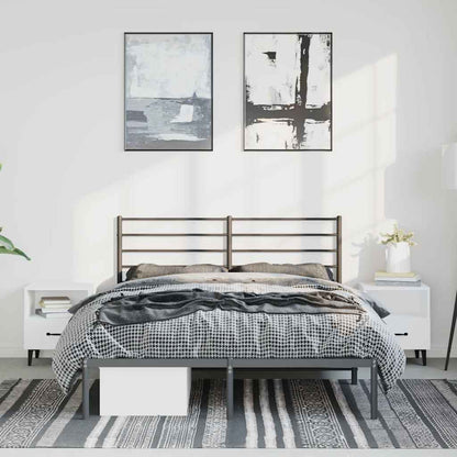 Black Metal Bed Frame with Headboard - 150x200cm, No Mattress Included