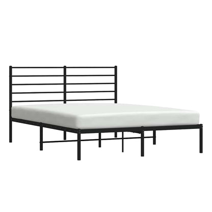 Black Metal Bed Frame with Headboard - 150x200cm, No Mattress Included