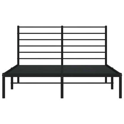 Black Metal Bed Frame with Headboard - 150x200cm, No Mattress Included