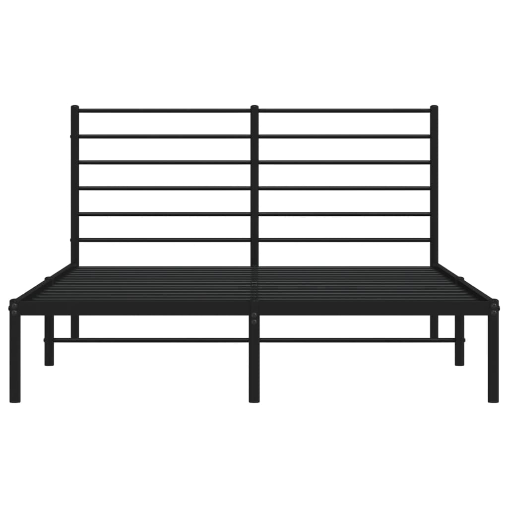 Black Metal Bed Frame with Headboard 160x200cm - No Mattress Included