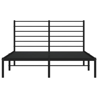 Black Metal Bed Frame with Headboard 160x200cm - No Mattress Included