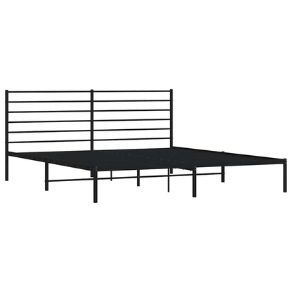 Black Metal Bed Frame with Headboard - 193x203cm, No Mattress