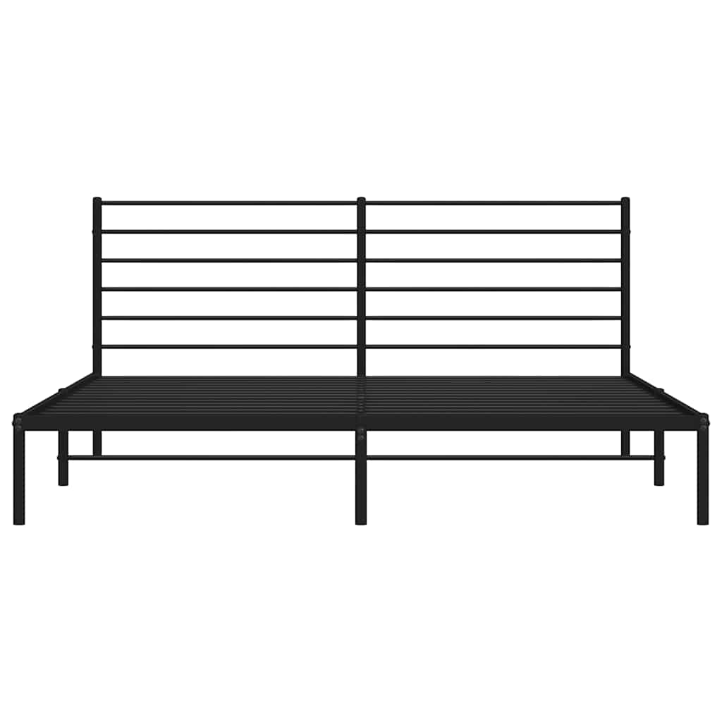 Black Metal Bed Frame with Headboard - 193x203cm, No Mattress