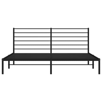Black Metal Bed Frame with Headboard - 193x203cm, No Mattress