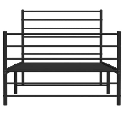 Black Metal Bed Frame with Footboard 90x200cm - No Mattress