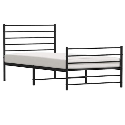 Sleek Black Metal Bed Frame with Footboard, 100x200cm