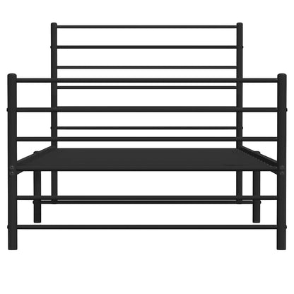 Sleek Black Metal Bed Frame with Footboard, 100x200cm
