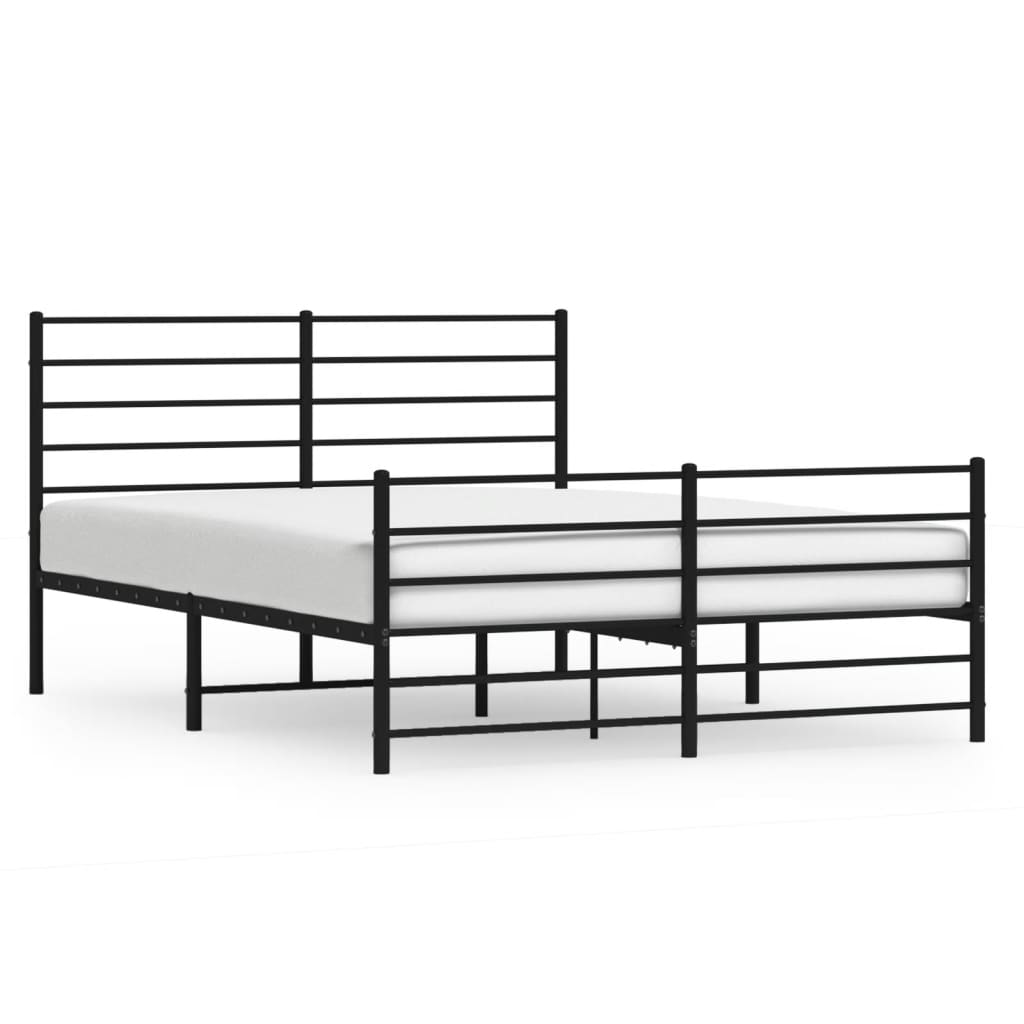 Black Metal Bed Frame with Footboard 120x190cm, Mattress Not Included